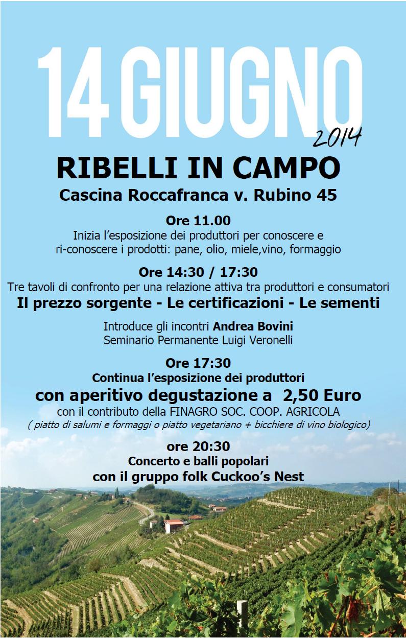 Sabato 14 giugno “Ribelli in campo” in Cascina Roccafranca