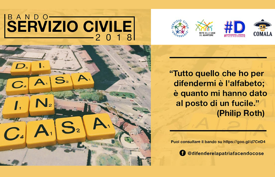 Servizio Civile 2018 nelle Case del Quartiere di Torino e al CPG Comala: scadenza 28 settembre